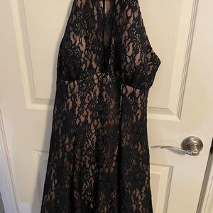 Black Lace Halter Dress